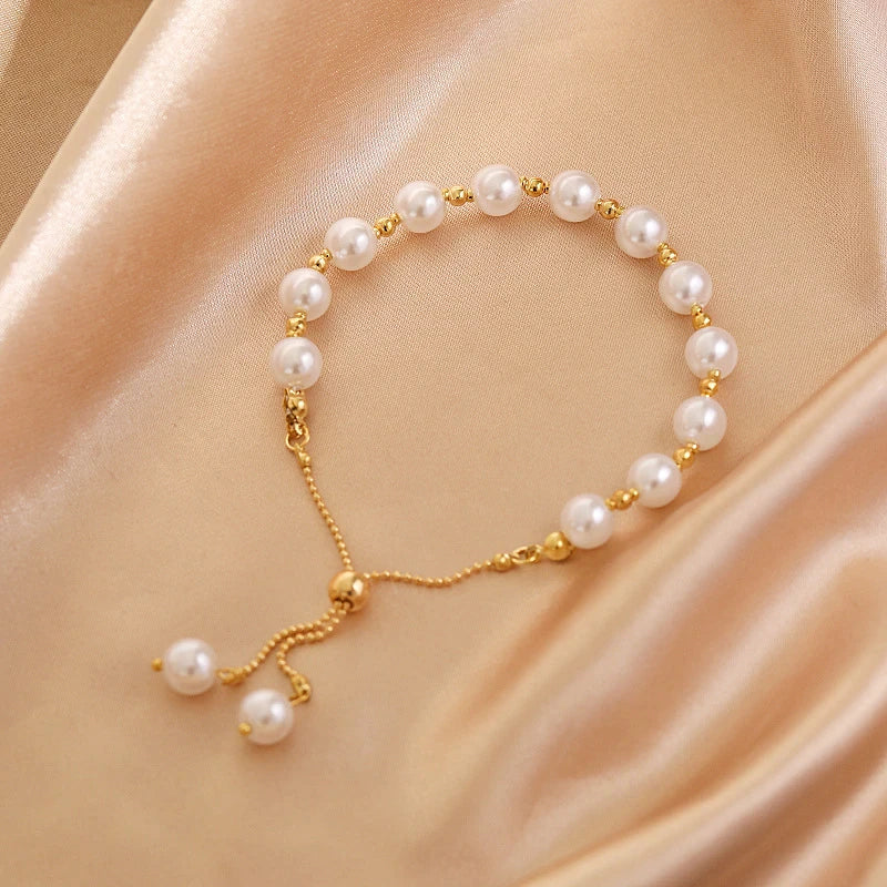 Parel Armband Verstelbaar Elegant Zilver