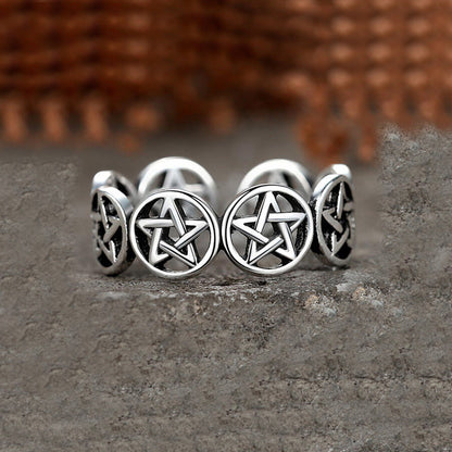 Pentagram Ring Zilver Tibetaanse Stijl Symbolisch