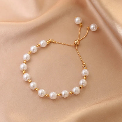 Parel Armband Verstelbaar Elegant Zilver