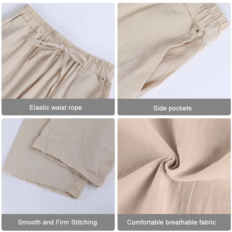 Linnen Broek Ademend Comfortabel Zomermodel