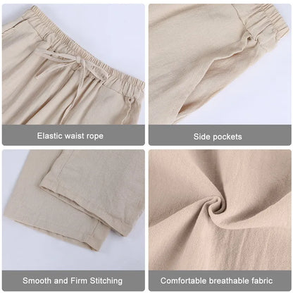 Linnen Broek Ademend Comfortabel Zomermodel