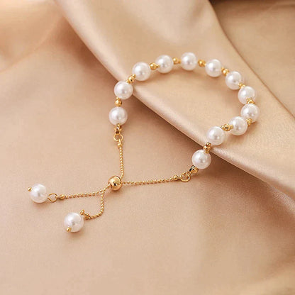 Parel Armband Verstelbaar Elegant Zilver