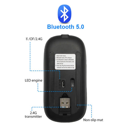 Bluetooth Muis Draadloos Oplaadbaar met LED Verlichting