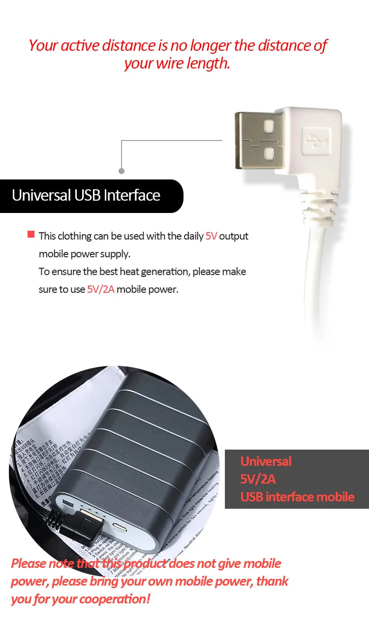 Verwarmingsjas met USB-aansluiting en Thermostaat