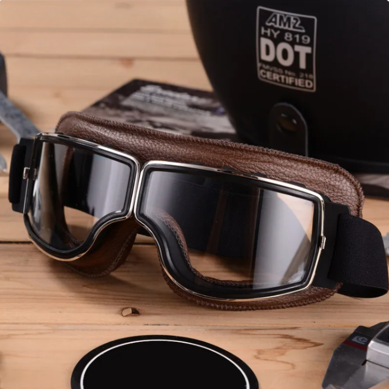 Leren Motorbril Vintage Stijl RiderEdge - Mode Vibes