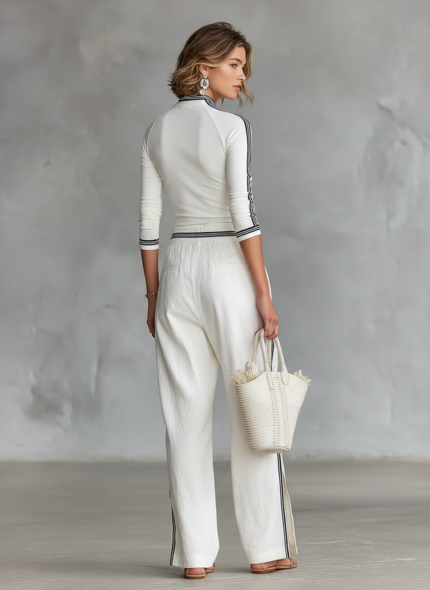 Dames Sportset Polyester Wijde Broek met Trekkoord