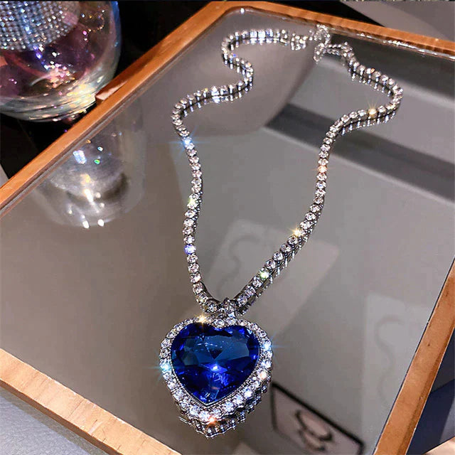 Kristal Ketting Blauw Hartje Elegante Halsketting - Mode Vibes