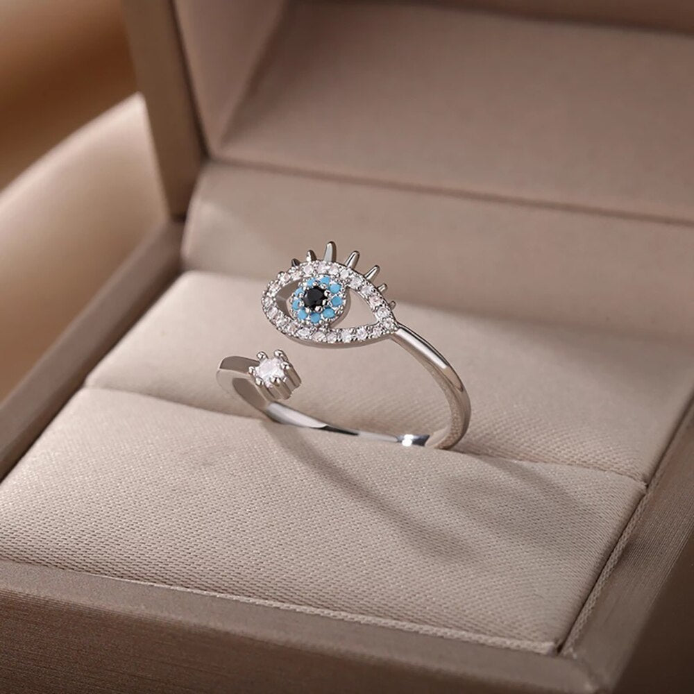 Spirituele Ring Boze Oog Bescherming Zilver Geschenk - Mode Vibes