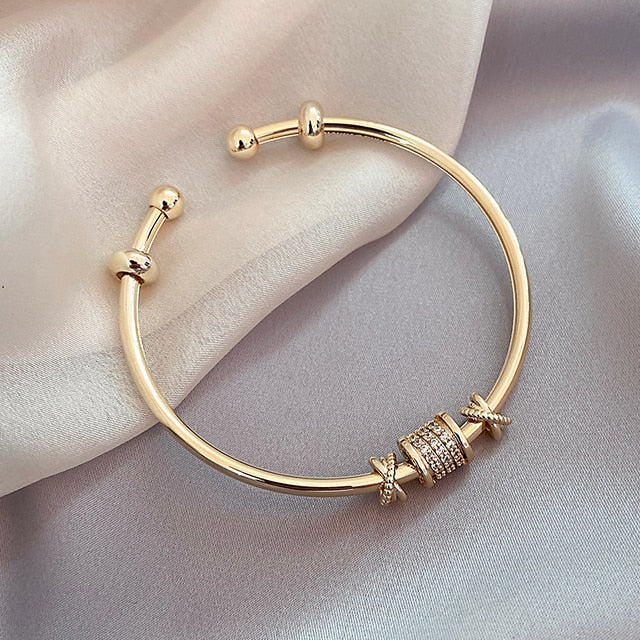 Stijlvolle Cilinder Armband Franse Stijl Zilver en Goud - Mode Vibes