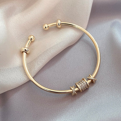 Stijlvolle Cilinder Armband Franse Stijl Zilver en Goud - Mode Vibes