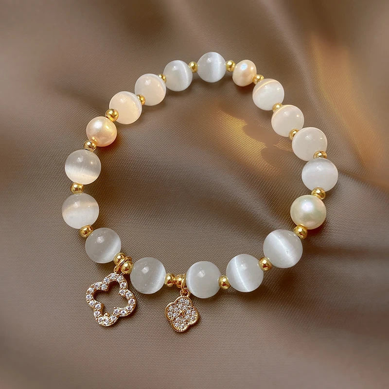 Kristallen en Parel Armband Uniek en Natuurlijk