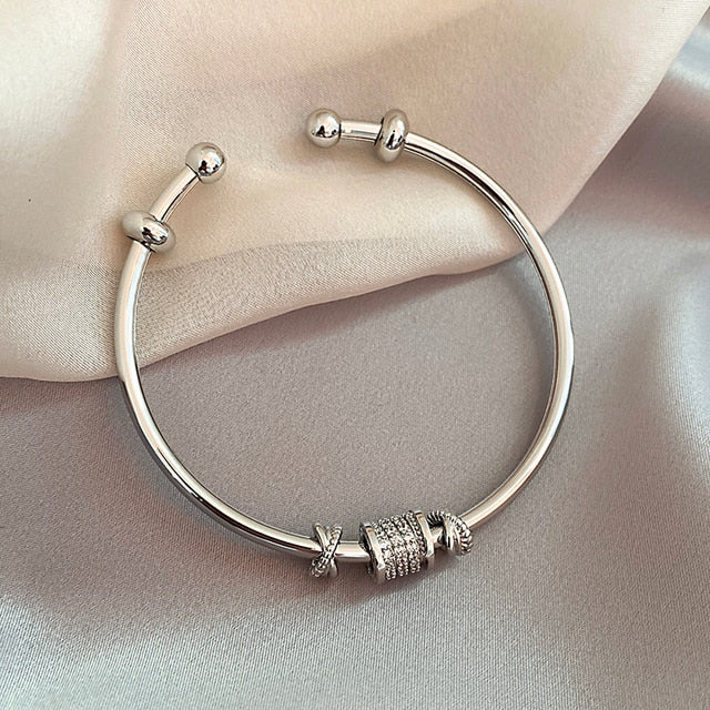 Stijlvolle Cilinder Armband Franse Stijl Zilver en Goud