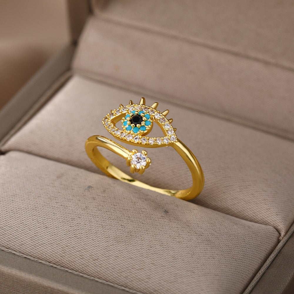 Spirituele Ring Boze Oog Bescherming Zilver Geschenk