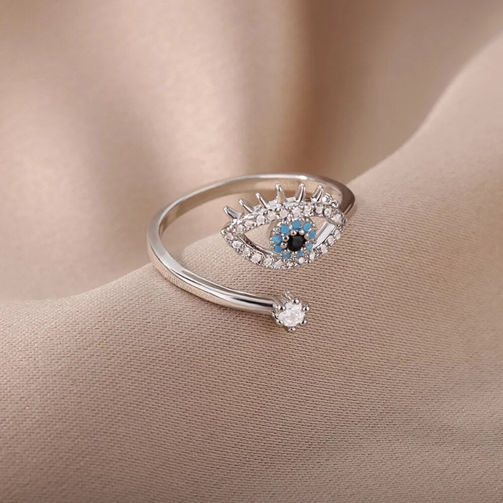 Spirituele Ring Boze Oog Bescherming Zilver Geschenk