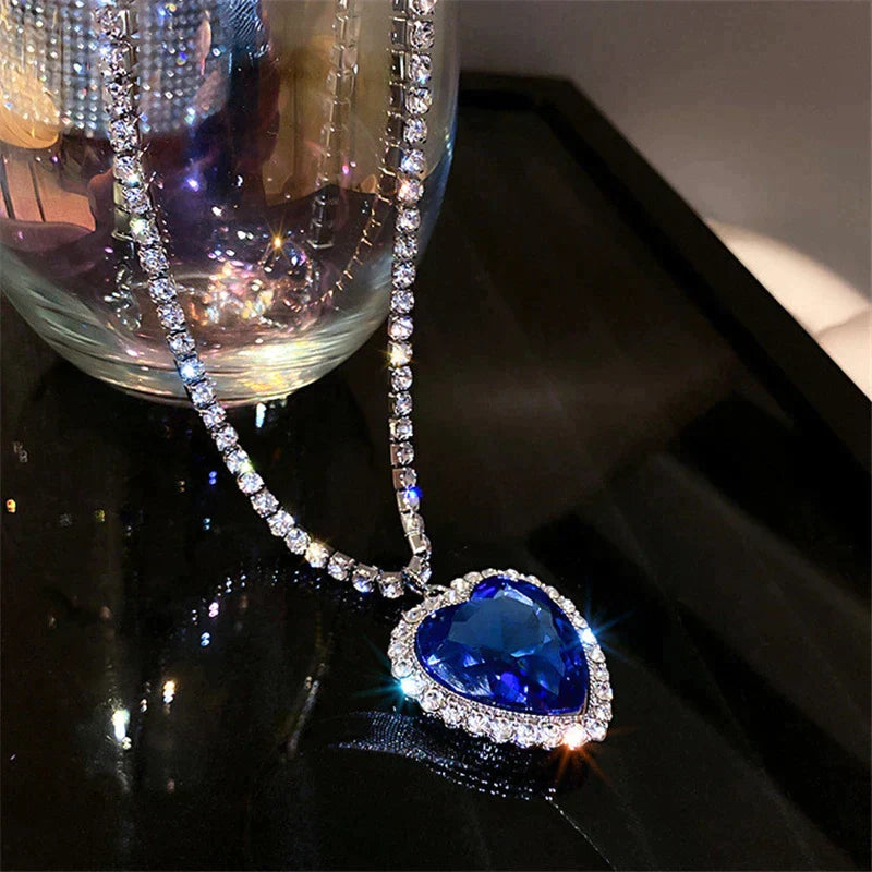 Kristal Ketting Blauw Hartje Elegante Halsketting