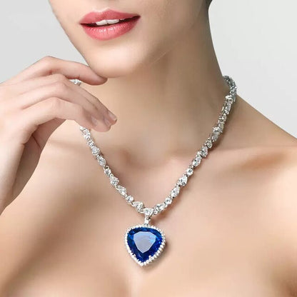 Kristal Ketting Blauw Hartje Elegante Halsketting