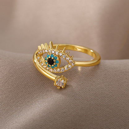 Spirituele Ring Boze Oog Bescherming Zilver Geschenk