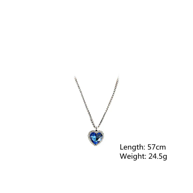 Kristal Ketting Blauw Hartje Elegante Halsketting