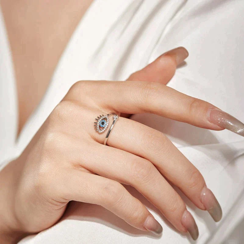 Spirituele Ring Boze Oog Bescherming Zilver Geschenk