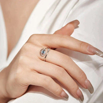 Spirituele Ring Boze Oog Bescherming Zilver Geschenk