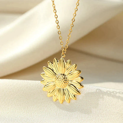 Grote Gouden Zonnebloem Halsketting Medaillon