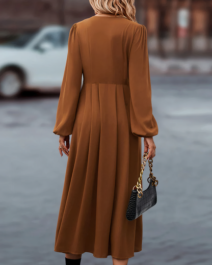 Dames Maxi Jurk Lange Mouwen Knoopsluiting Zomerjurk