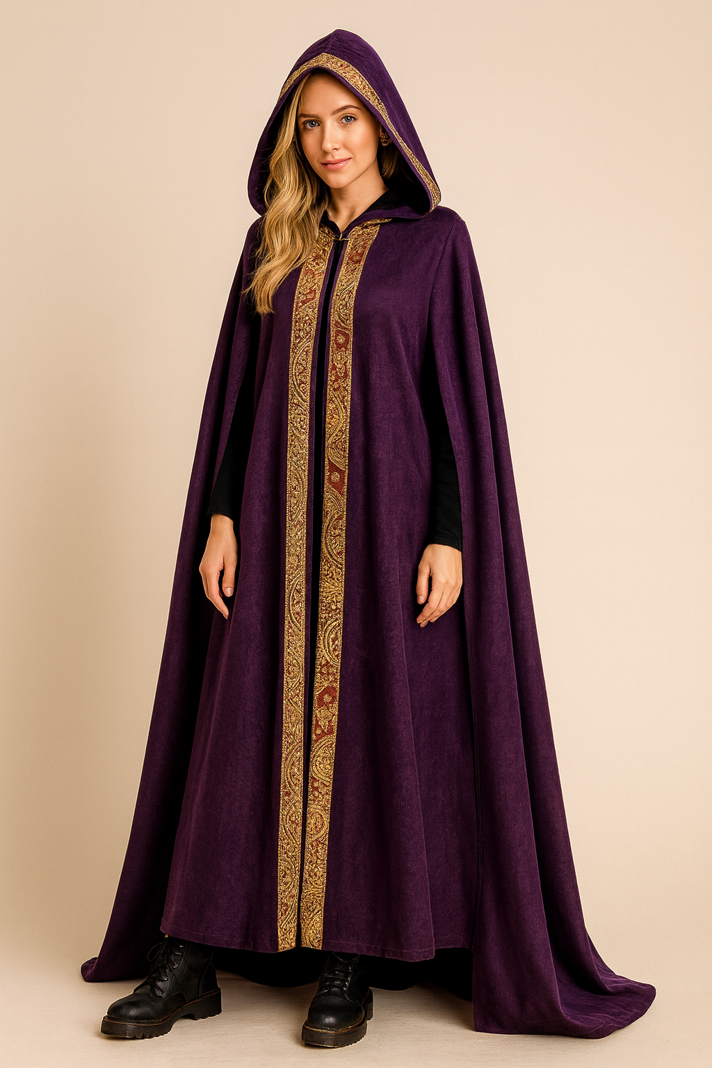 Dames Cape met Capuchon Middeleeuws Design - Mode Vibes
