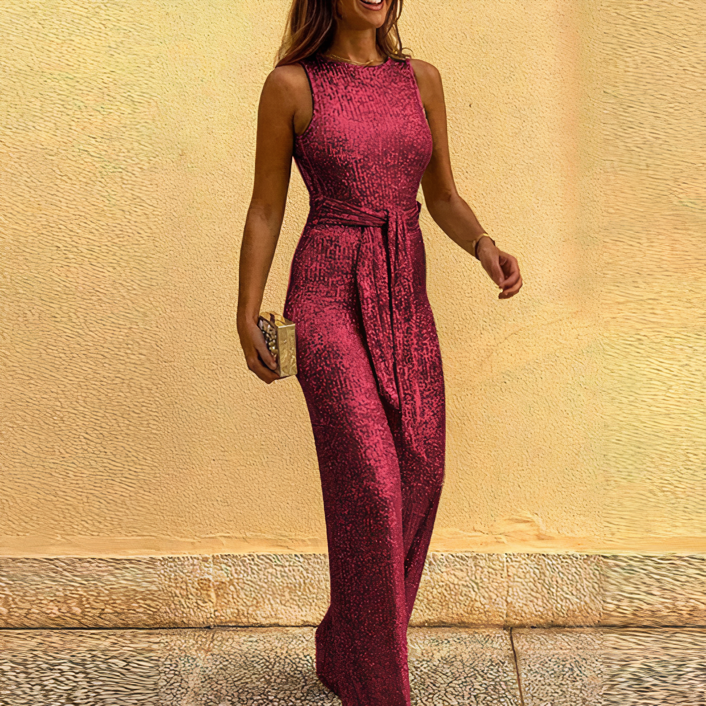 Glitter Jumpsuit Celeste Glimmer Jurk Feestelijke Avondkleding