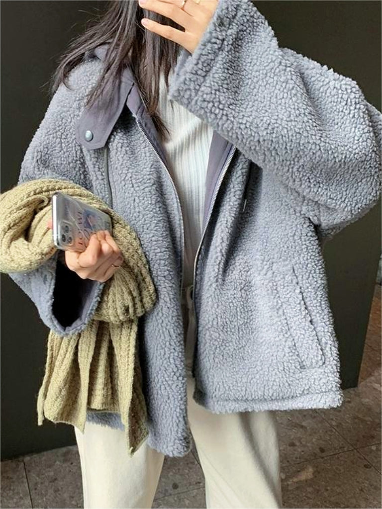 Damesjas Fleece Oversized Warme Parka met Capuchon