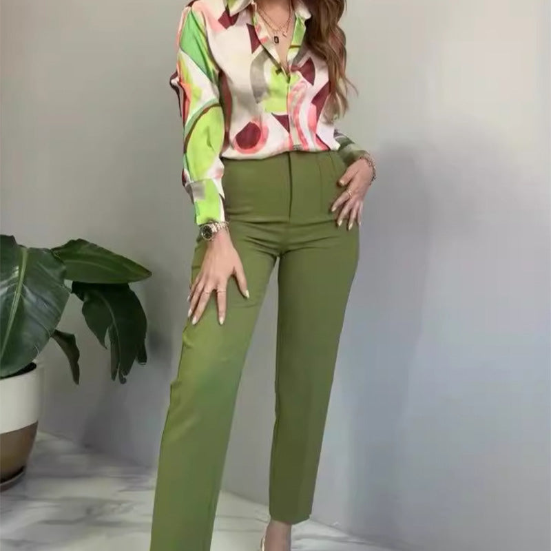 Dames pak met print – Elegant en comfortabel broekpak