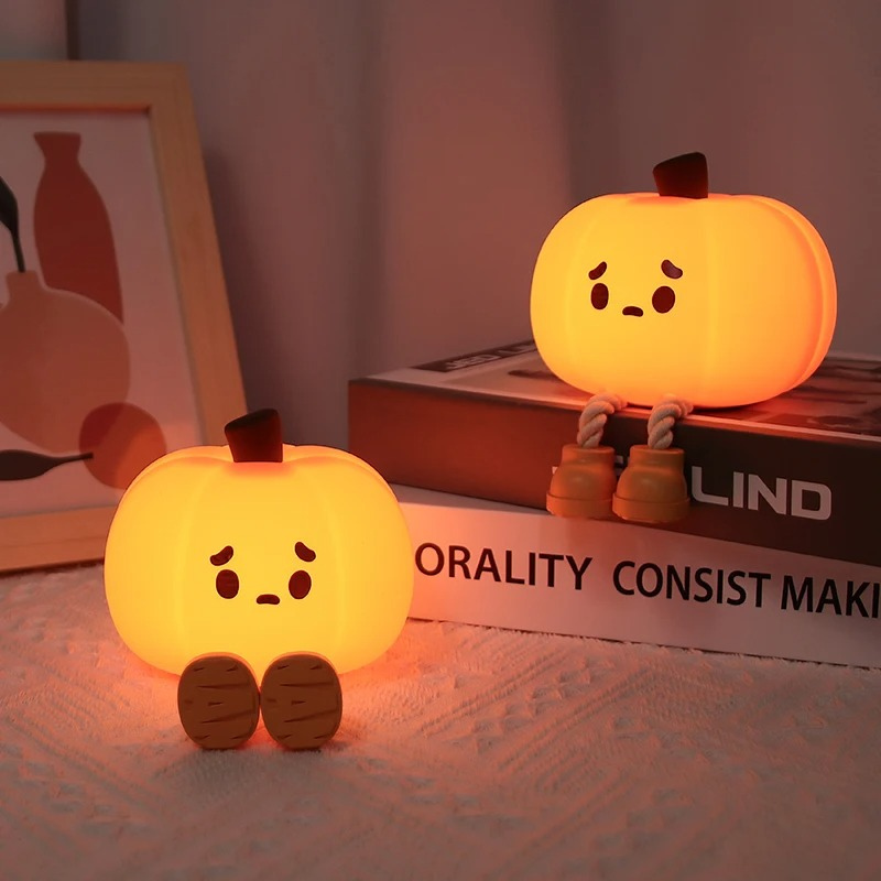 Pompoen Nachtlamp met Glow Effect Kinderkamer - Mode Vibes
