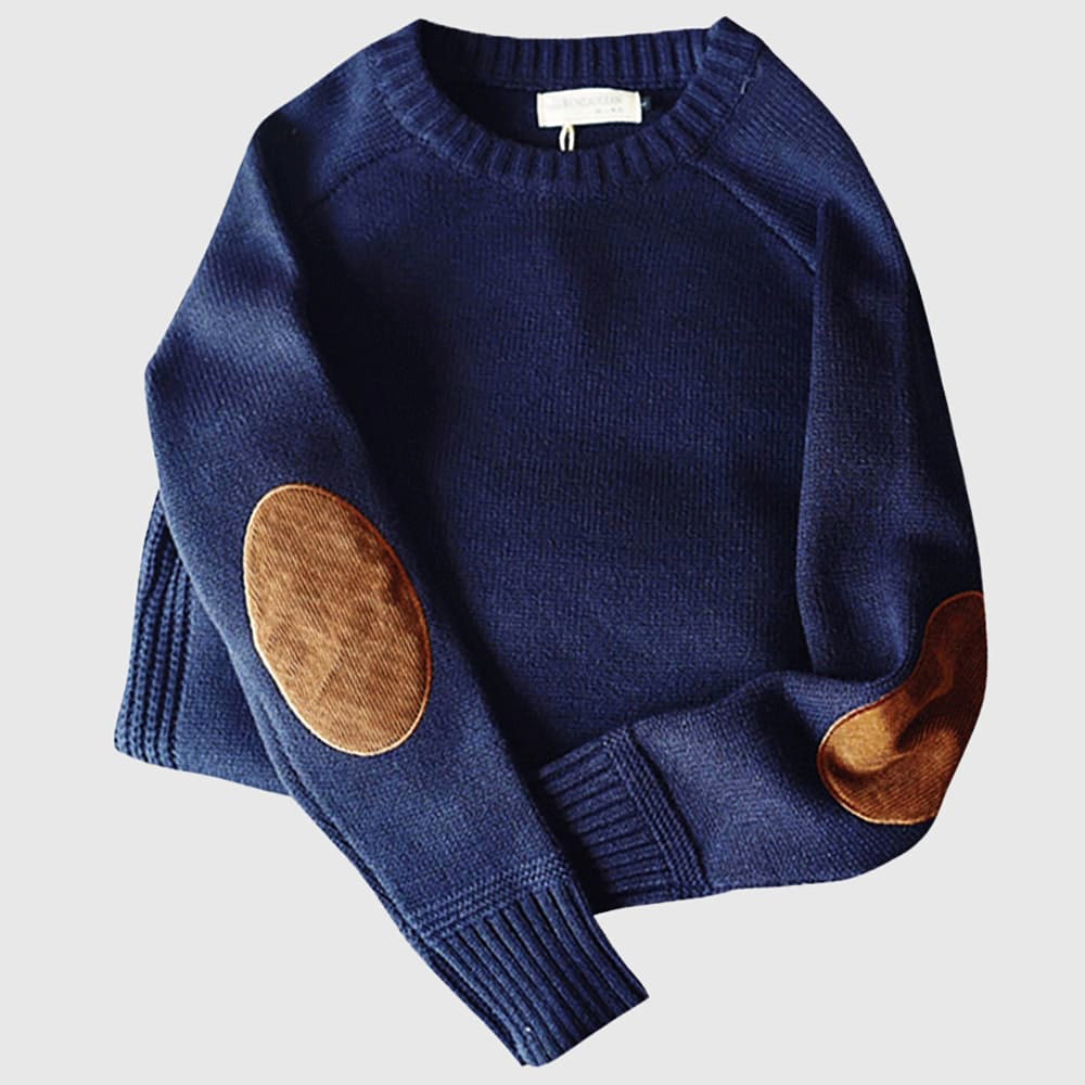 Heren Trui met Ronde Hals en Elleboogstukken – Comfortabele Casual Sweater voor Herfst en Winter