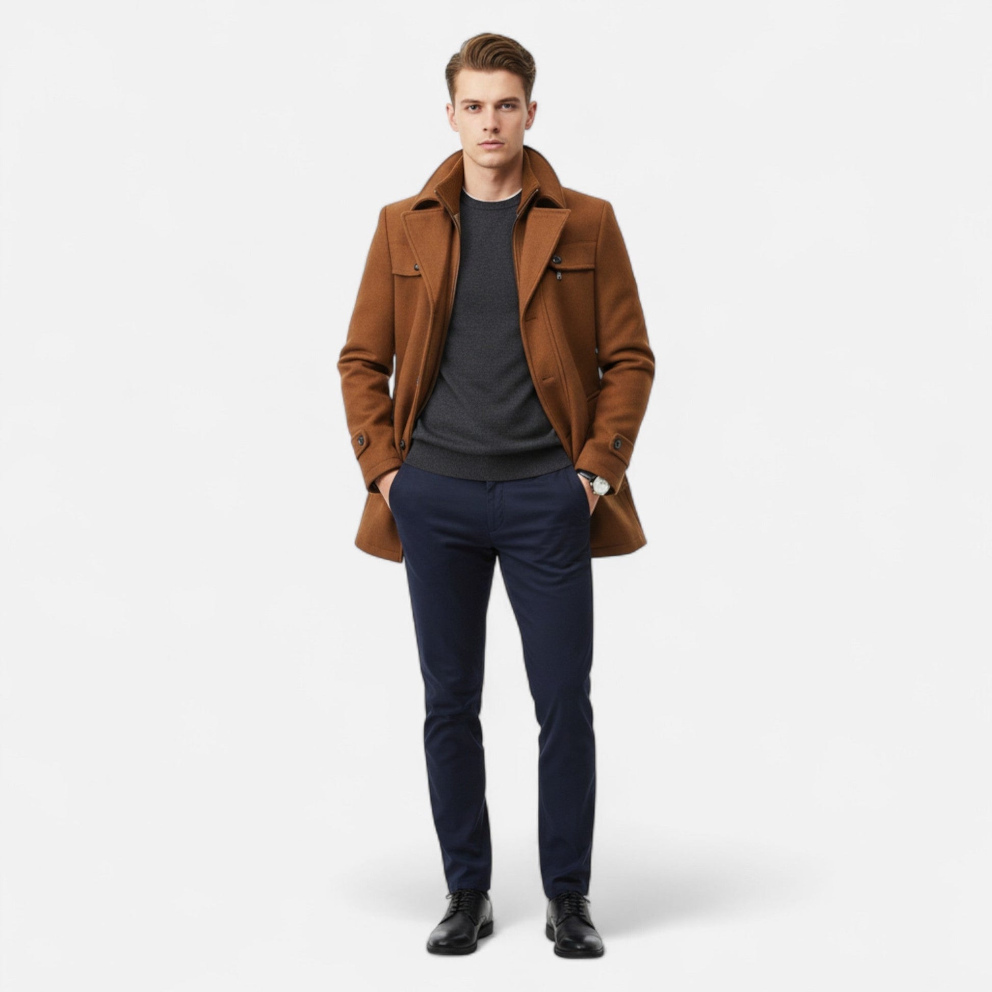Marco | Trench Elegante in Lana per l’Inverno 1