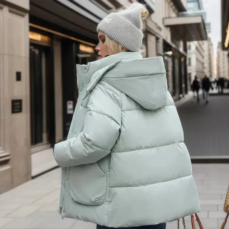 Dames Waterdichte Winterjas Warm Gewatteerd met Capuchon