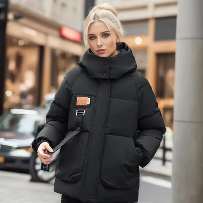 Dames Waterdichte Winterjas Warm Gewatteerd met Capuchon