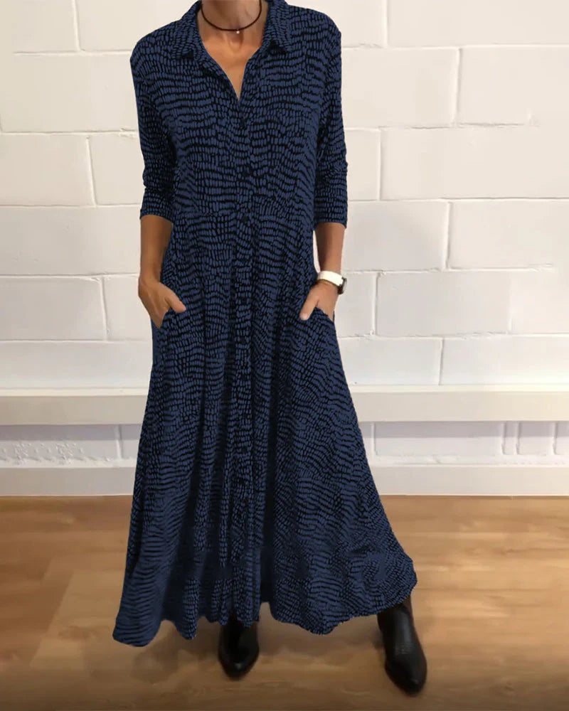 Dames Maxi Jurk met Zakken en Taille-Effect - Mode Vibes