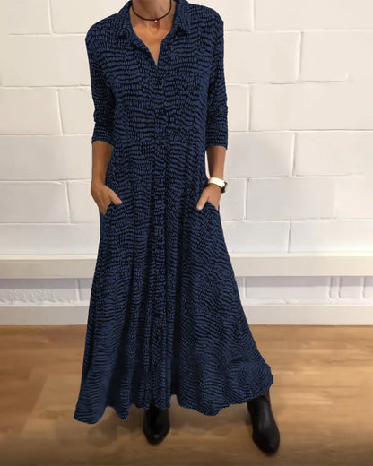 Dames Maxi Jurk met Zakken en Taille-Effect - Mode Vibes
