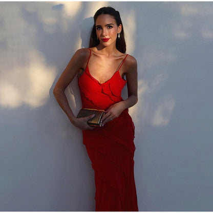 Maxi Jurk Ruffles en Lange Split Zomerjurk Vrouw