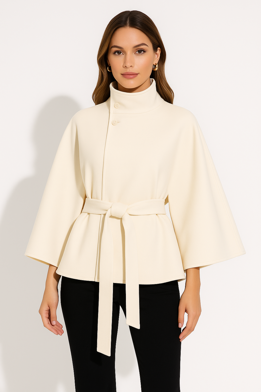 Maya Dames Cape Jacket | Luxe Wolmix, Elegant Ontwerp 5