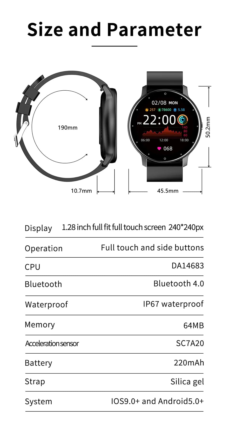Sportieve Smartwatch met Hartslagmeter en GPS Tracker