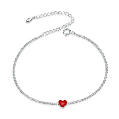 Zilveren Armband met Rood Hartje Bedel - Mode Vibes