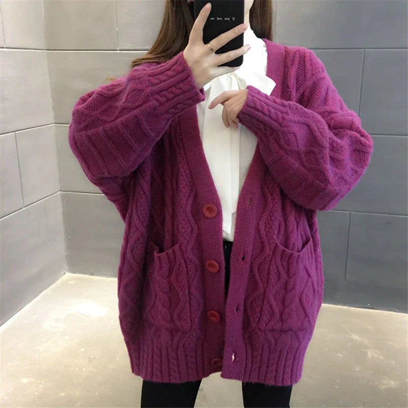 Gebreid Vest Dik en Warm Lang Model