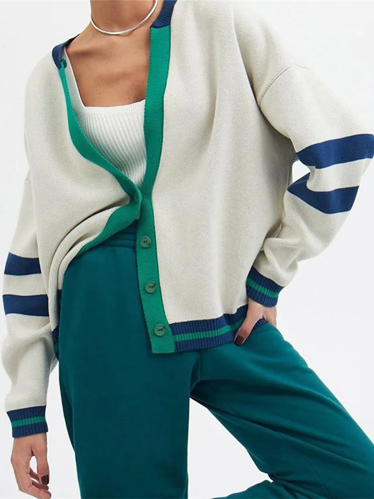 Gestreept Gebreid Vest Vintage Look Trendy