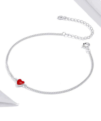 Zilveren Armband met Rood Hartje Bedel