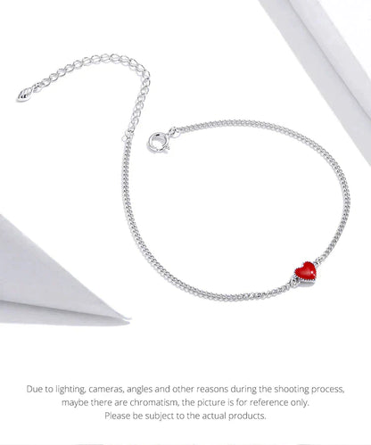 Zilveren Armband met Rood Hartje Bedel