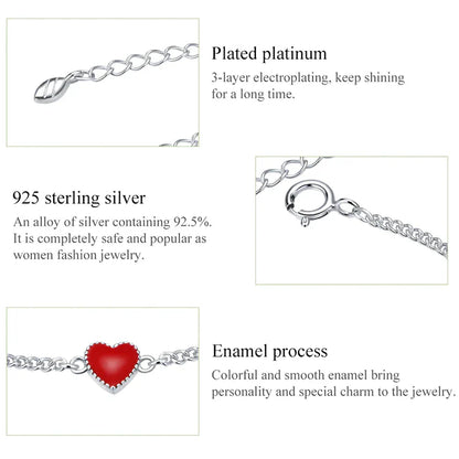 Zilveren Armband met Rood Hartje Bedel