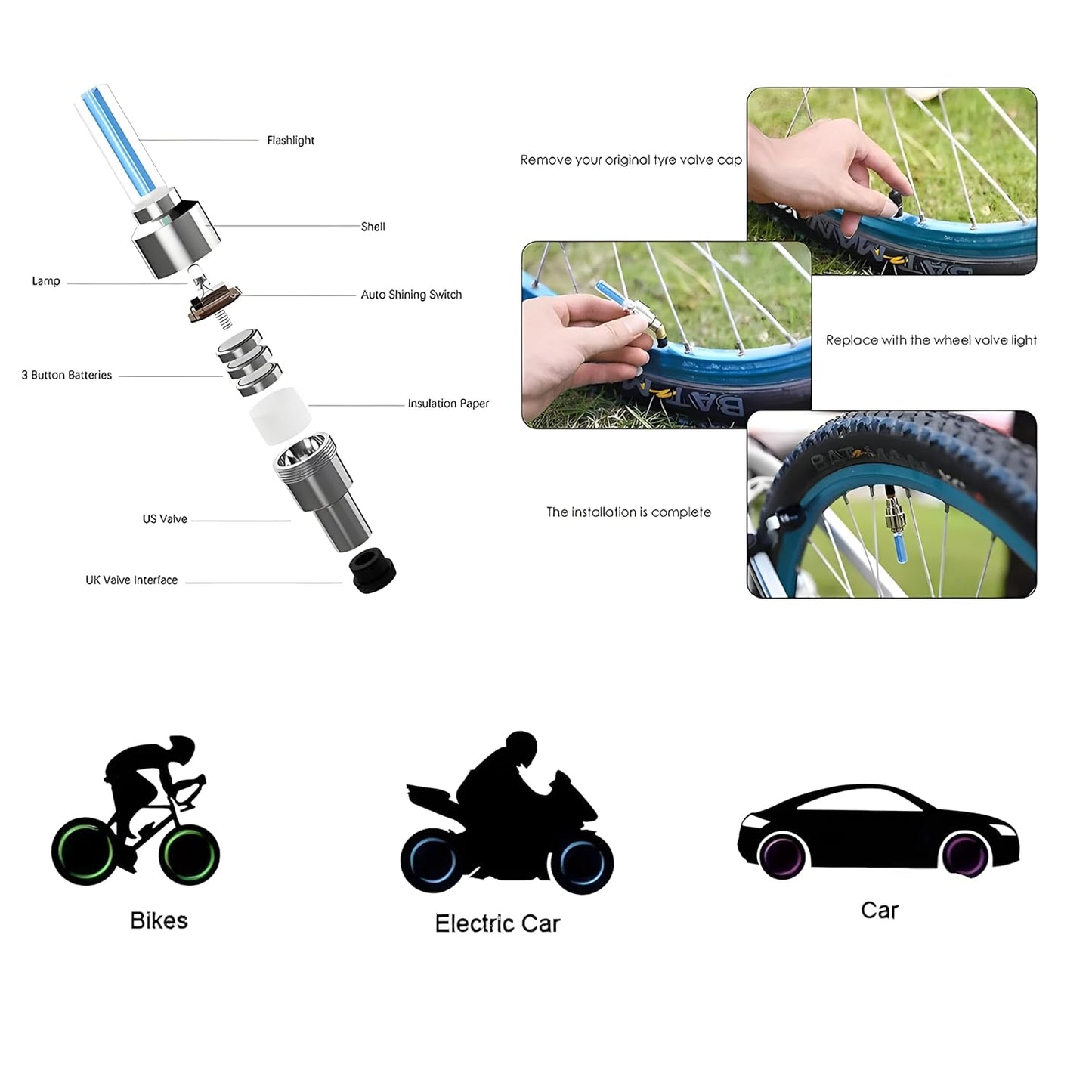 Verlichte Ventieldoppen Set van 4 GlowRims