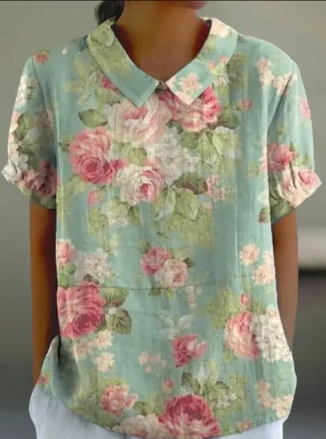 Melanie | Elegante camicetta estiva in cotone floreale