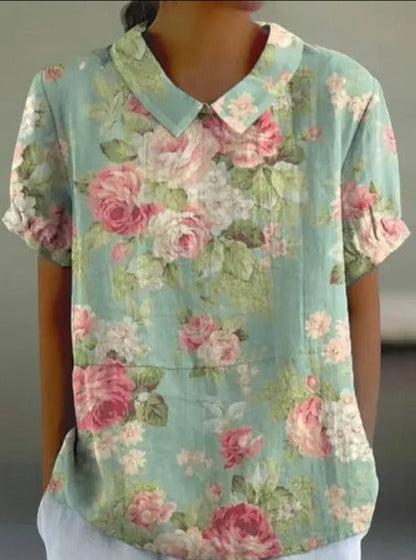 Melanie | Elegante camicetta estiva in cotone floreale