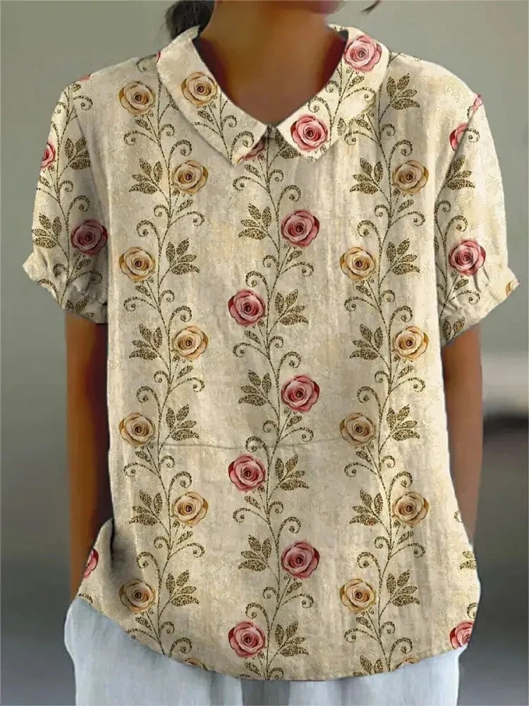 Melanie | Elegante camicetta estiva in cotone floreale